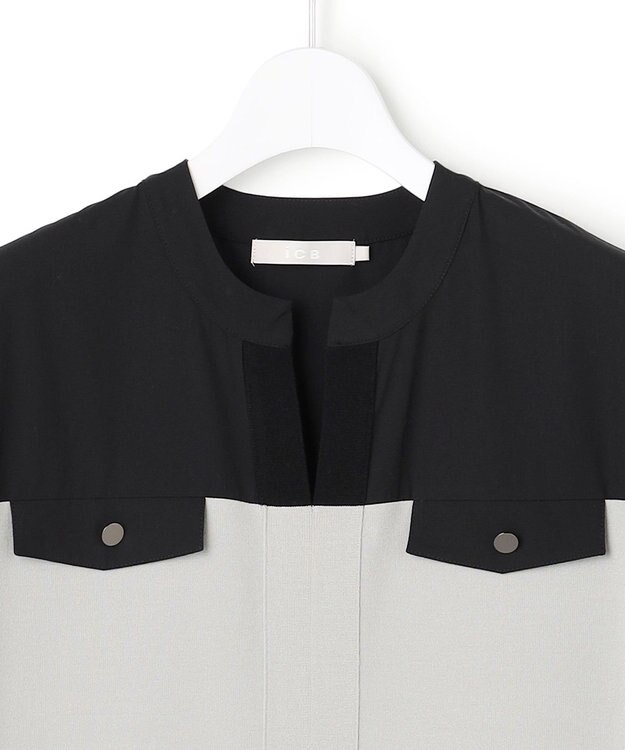 ICB L クリアレーヨンストレッチ ニットワンピース オリーブグレー