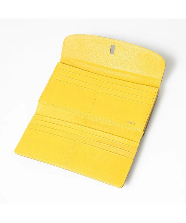 UNBILLION perche カラーコンビレザーかぶせ外がま口長財布 オーク