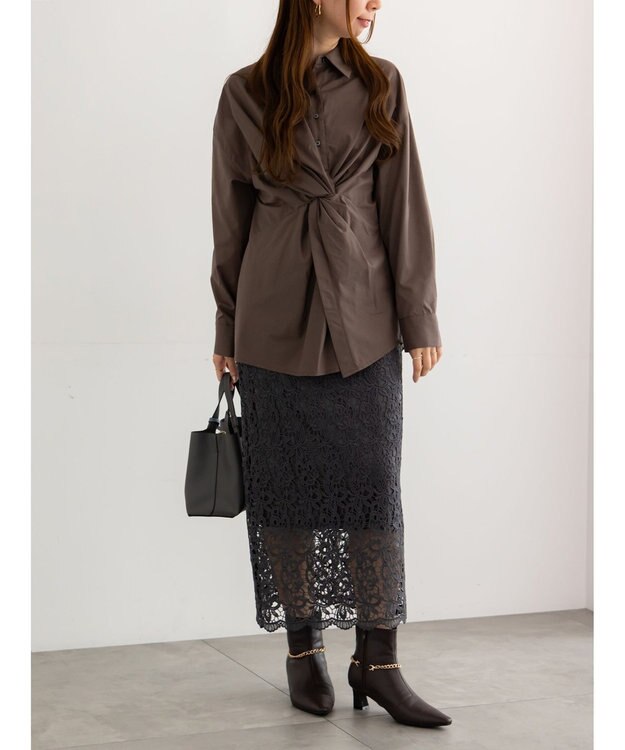 Te chichi ツイストデザインシャツ《2025Autumn catalog vol.2 item》 ブラウン