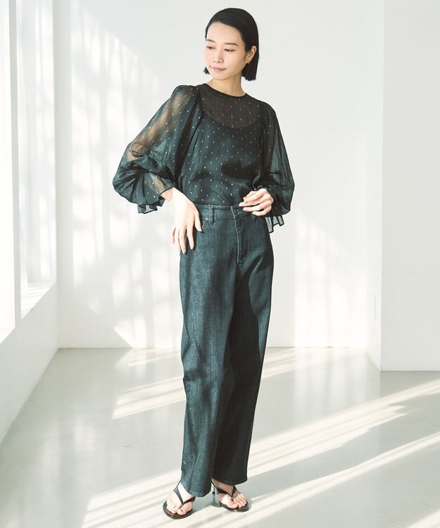 UNFILO 【UNFILO DENIM】撥水ストレッチ テーパードデニム ブラック