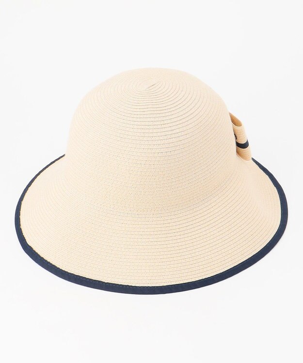 ANY SIS 【UVカット・洗える】リボンブレード ハット アイボリーベージュ×ネイビー