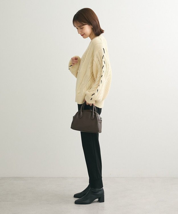 Green Parks 変形ケーブルニットプルオーバー Ivory