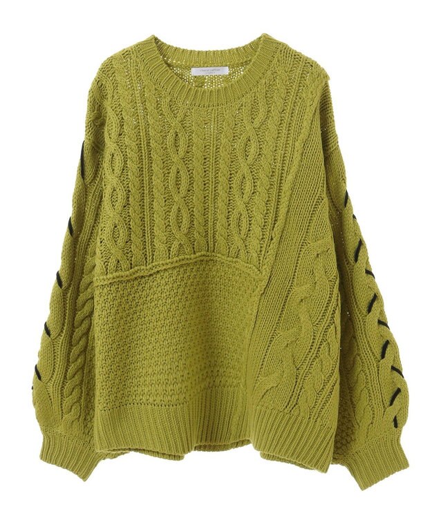 Green Parks 変形ケーブルニットプルオーバー Green