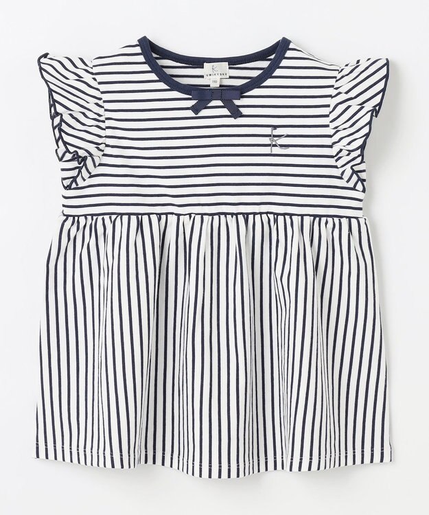組曲 KIDS 【UVケア】【110-140㎝】マリンボーダー チュニック ネイビー