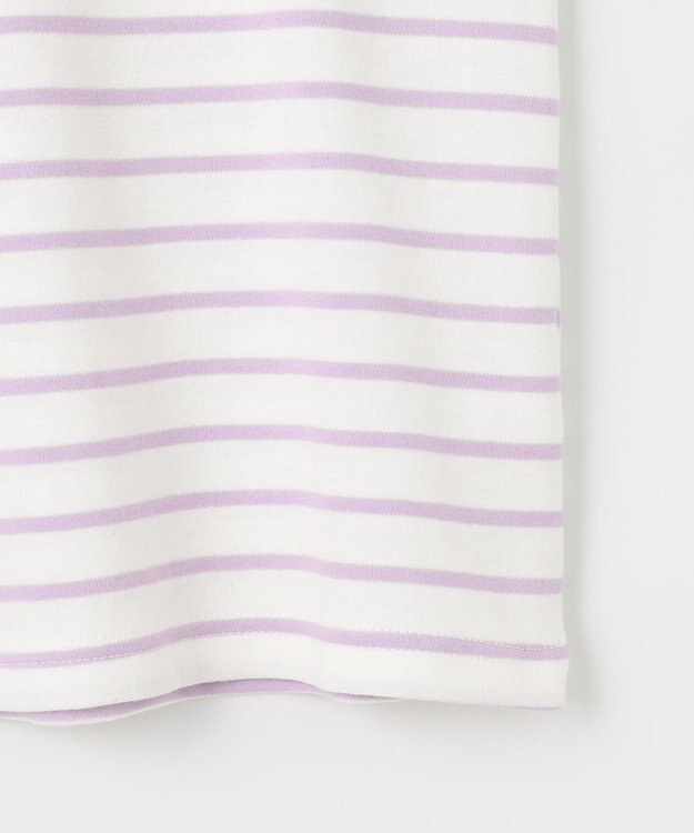 ANY KIDS リボン×ボーダー長袖Tシャツ ラベンダー×エクリュ