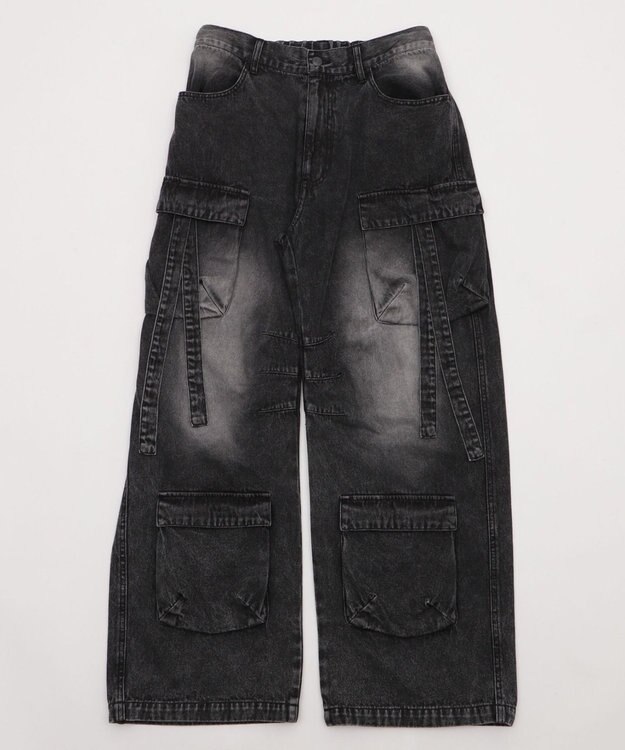 WEGO イージーマルチポケットデニムカーゴ デニムブラックソノタ