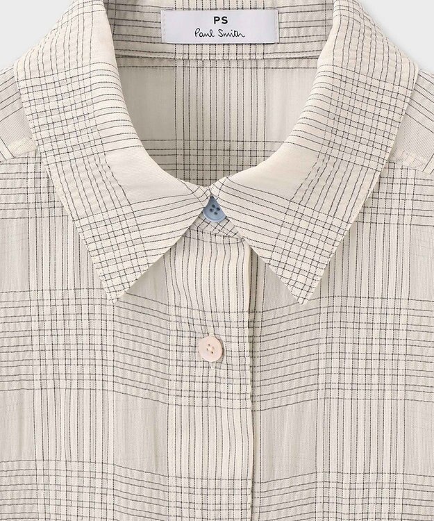 Paul Smith ワッシャーチェック シアー 長袖 シャツ オフホワイト