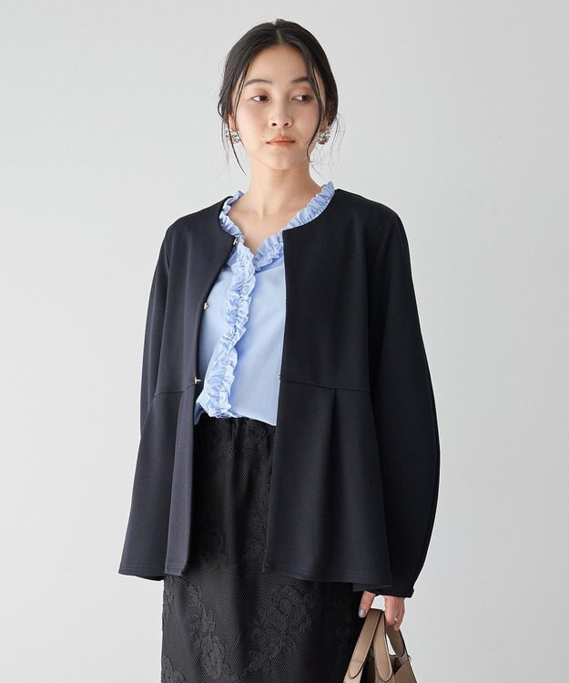 YECCA VECCA フリルVネックブラウス Blue