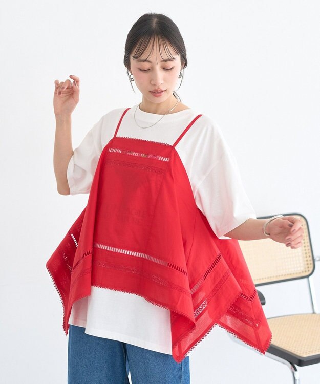 earth music&ecology ハンカチデザインキャミビスチェ Red
