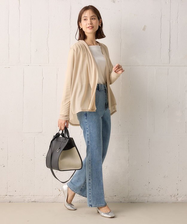 組曲 S 【WEB限定】シアーツイルジャージーショート カーディガン ベージュ系