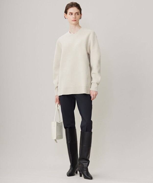 ICB L 【洗える】コットンシェニール コクーンスリーブニット トープ系