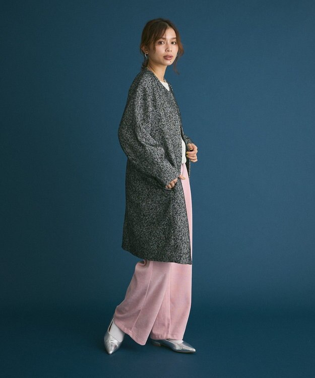 Green Parks ヘリンボーンノーカラーコート Herringbone