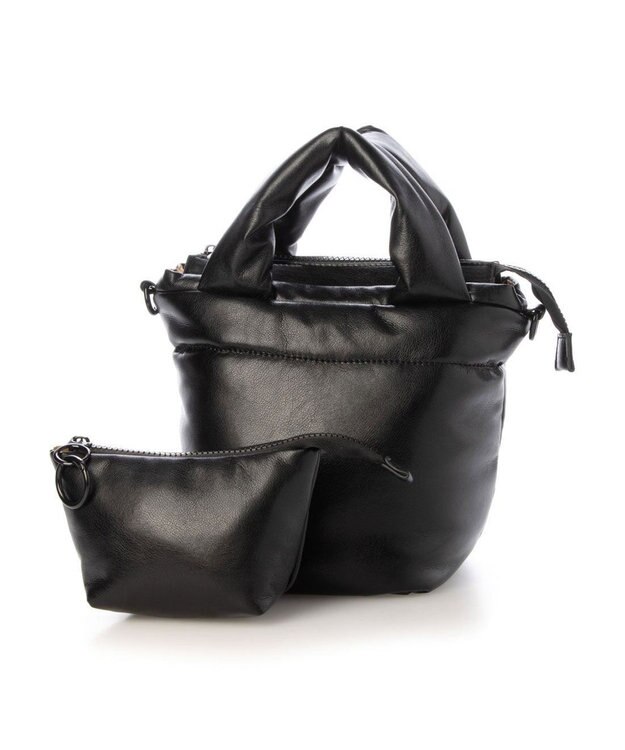 UNBILLION カシュカシュ cachecache / ポーチ付きパファーミニトートバッグ ブラック