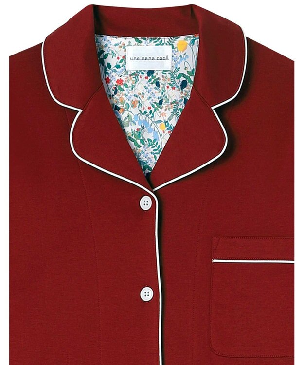 une nana cool 【綿100%】60/1 シルケットスムース 長袖開襟 MADE WITH LIBERTY FABRIC エンジ