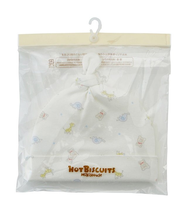 MIKI HOUSE HOT BISCUITS 【36-40cm】 総柄 新生児用 フード マルチカラー