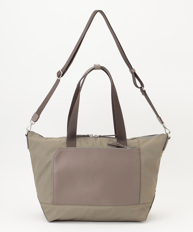 Y'SACCS ナイロン×リサイクルレザー　コンビマルチトート グレージュ