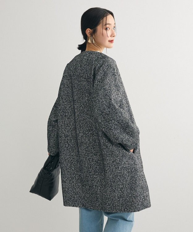 Green Parks ヘリンボーンノーカラーコート Herringbone