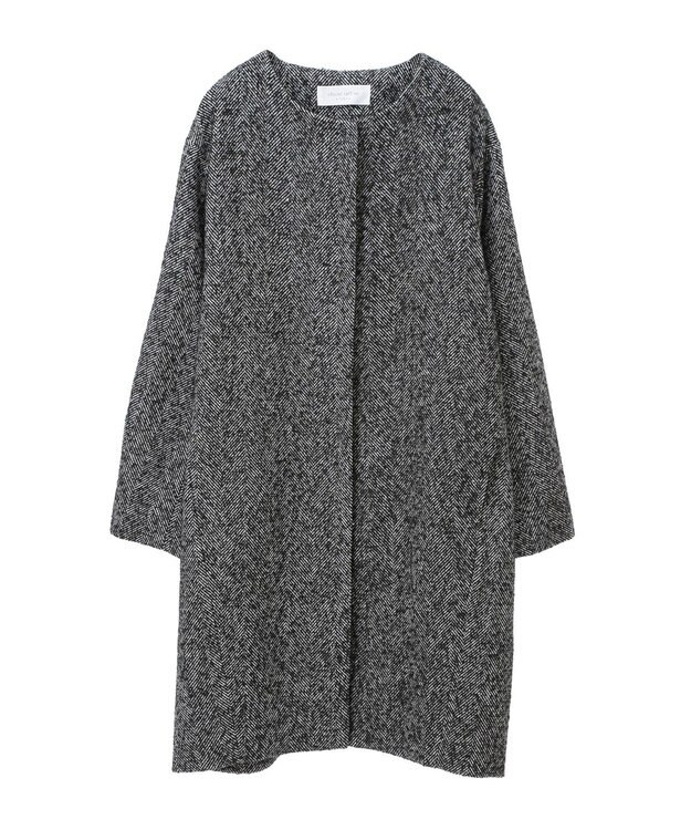 Green Parks ヘリンボーンノーカラーコート Herringbone