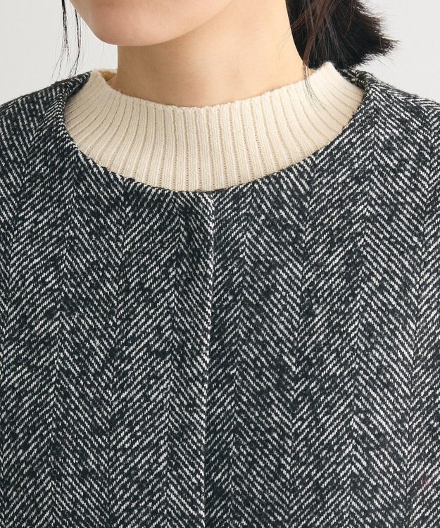 Green Parks ヘリンボーンノーカラーコート Herringbone