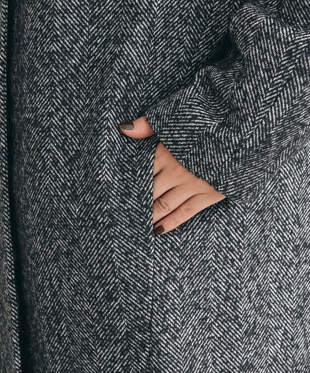 Green Parks ヘリンボーンノーカラーコート Herringbone
