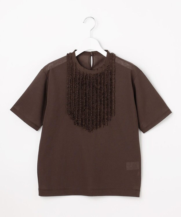 自由区 S シアーフリルジャージー カットソー ダークブラウン