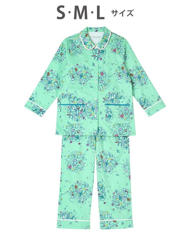 tsumori chisato SLEEP パジャマ　長袖　長ズボン　綿100%　綿サテン素材　/ワコール　UDX545 メロン