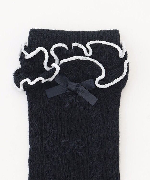 ANY KIDS リボンジャガード　ハイソックス ネイビー