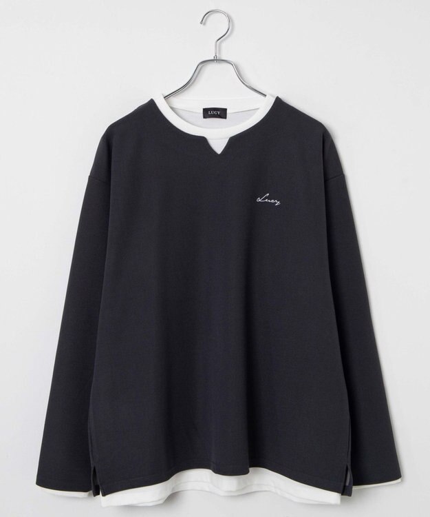 WEGO 【2点SET】アンサンブルキーネックプルオーバー ダークグレー