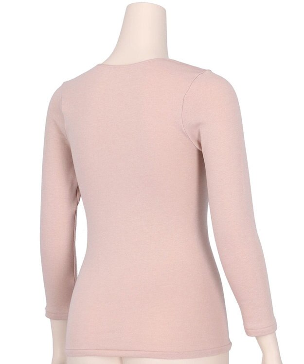 Wing あったかインナー 綿混 裏起毛 厚手 よく伸びる素材 【ラクのびサーモ】 8分袖 長袖 ネックせまめ 秋 冬 EL6914 ウイング／ワコール シェルピンク