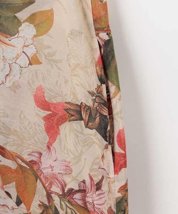 自由区 【SHIHOさん着用】ボタニカルプリント ワンピース ライトベージュ系