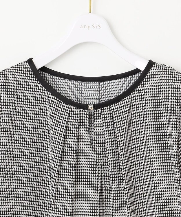 ANY SIS 【洗える】 バイカラータック ブラウス 千鳥
