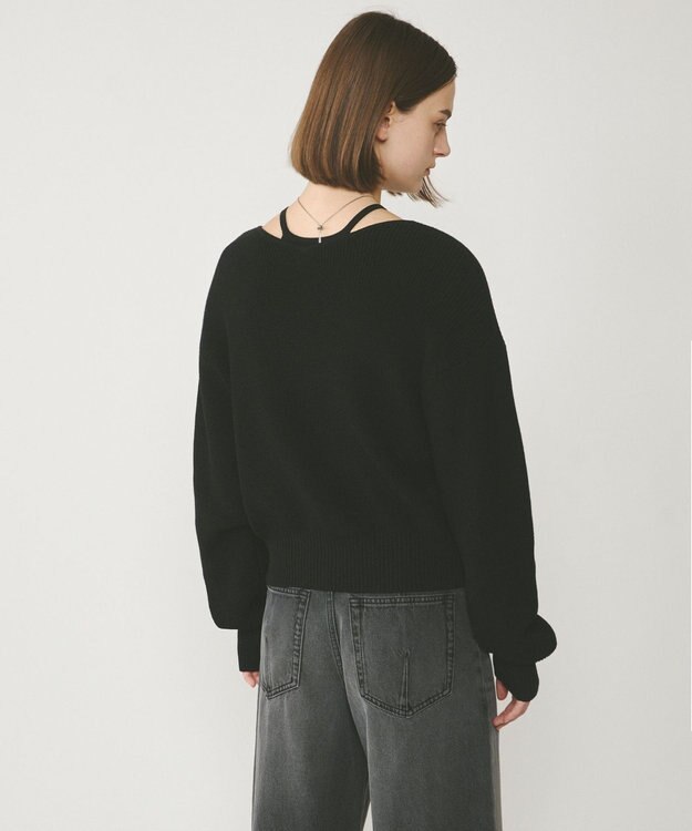 GRACE CONTINENTAL ハイゲージ畦ニットカーディガン ブラック