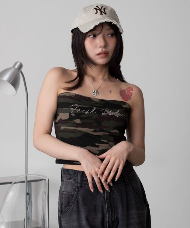 WEGO グラフィックカップインショートキャミ 柄1