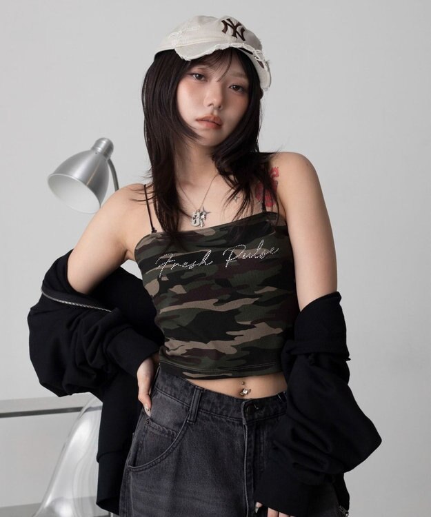 WEGO グラフィックカップインショートキャミ 柄1