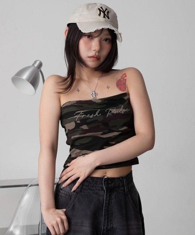 WEGO グラフィックカップインショートキャミ 柄1