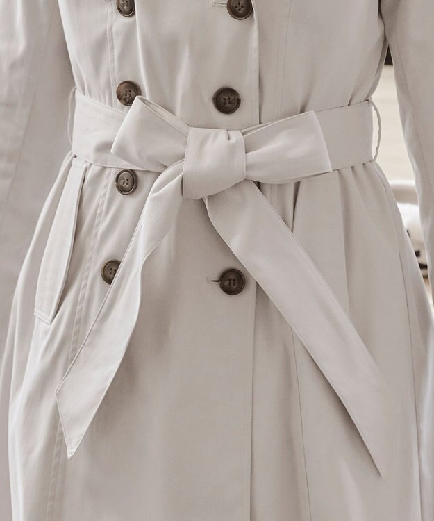 Tiaclasse L 【洗える】リボンベルト付きトレンチコート グレー