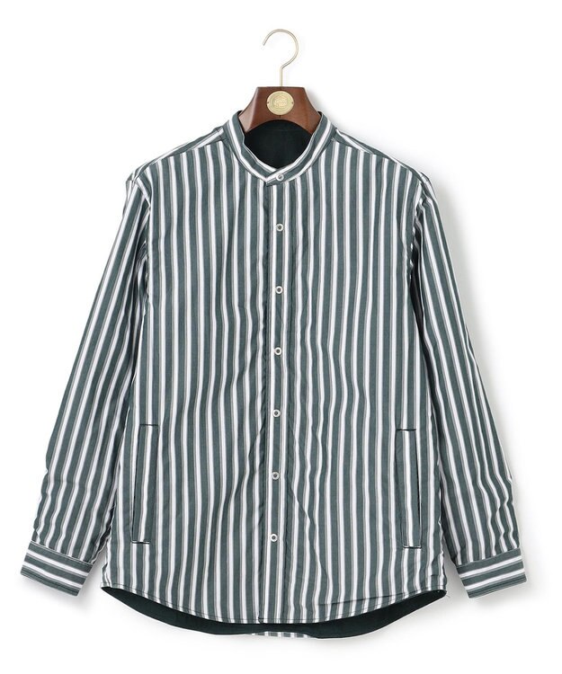 J.PRESS MEN バンドカラーリバーシブル シャツ ダークグリーン系