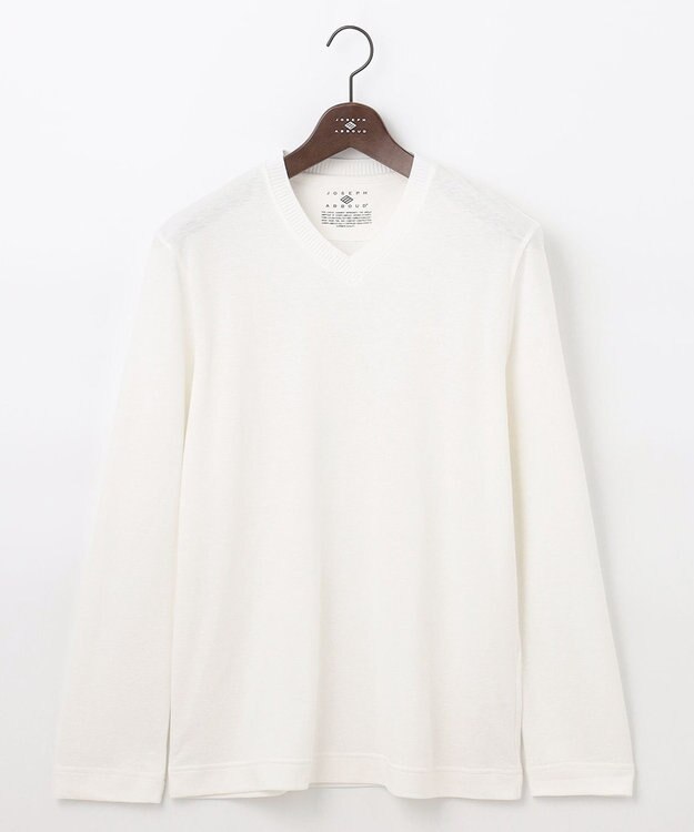 JOSEPH ABBOUD 【サスティナブル素材/柔らかな肌触り/ジャパンファブリック】 コットンラフィー Vネック Ｔシャツ ホワイト系