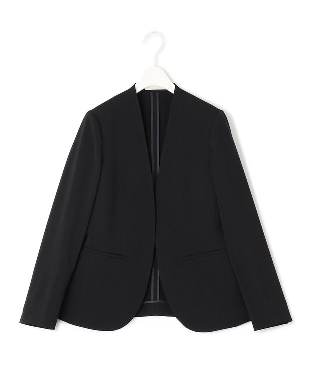 ICB 【防シワ・速乾・洗える】Fied ノーカラージャケット ブラック系