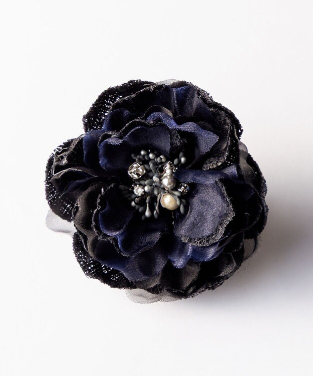 J.PRESS LADIES ツイード コサージュ ネイビーミックス系