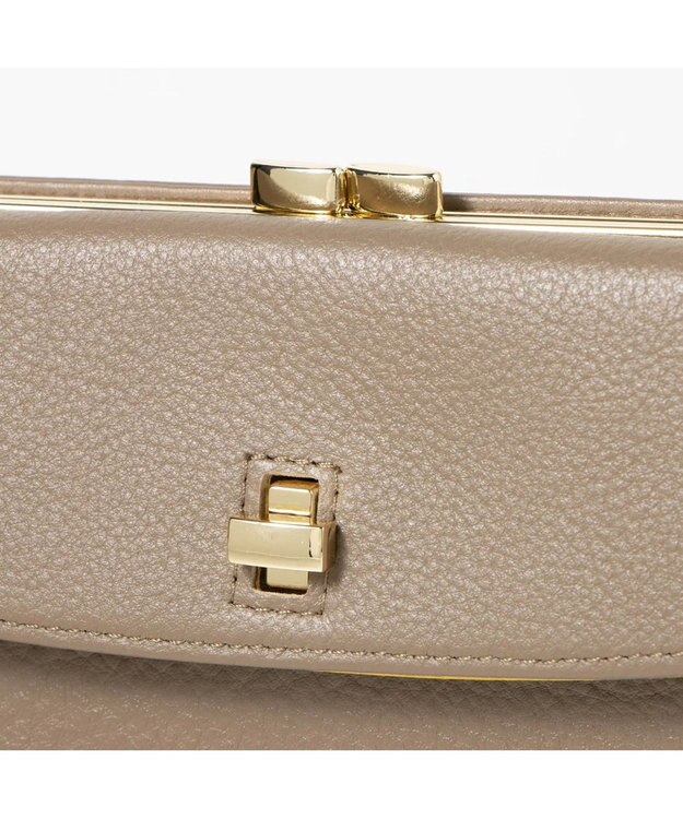 UNBILLION perche カラーコンビレザーかぶせ外がま口長財布 オーク