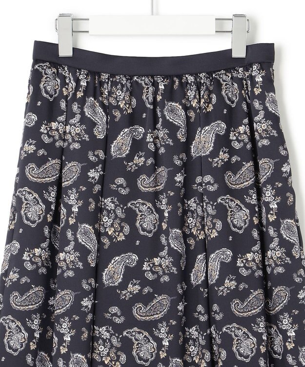 23区 【洗える】スカーフパネルプリント スカート ブラック系