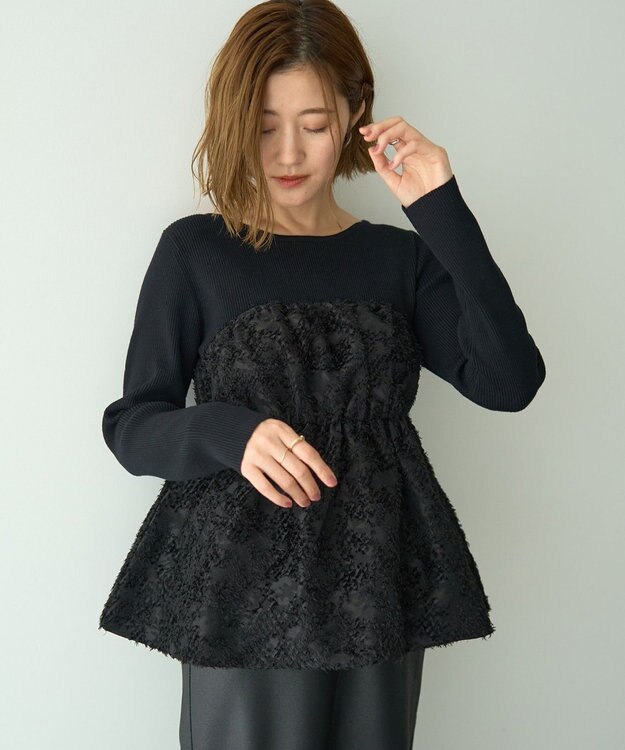 YECCA VECCA バルーンヘムドッキングニット Black