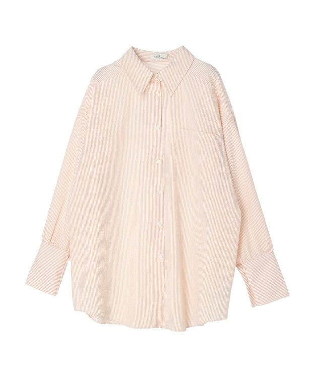 earth music&ecology サッカーストライプボーイズライクシャツ Orange