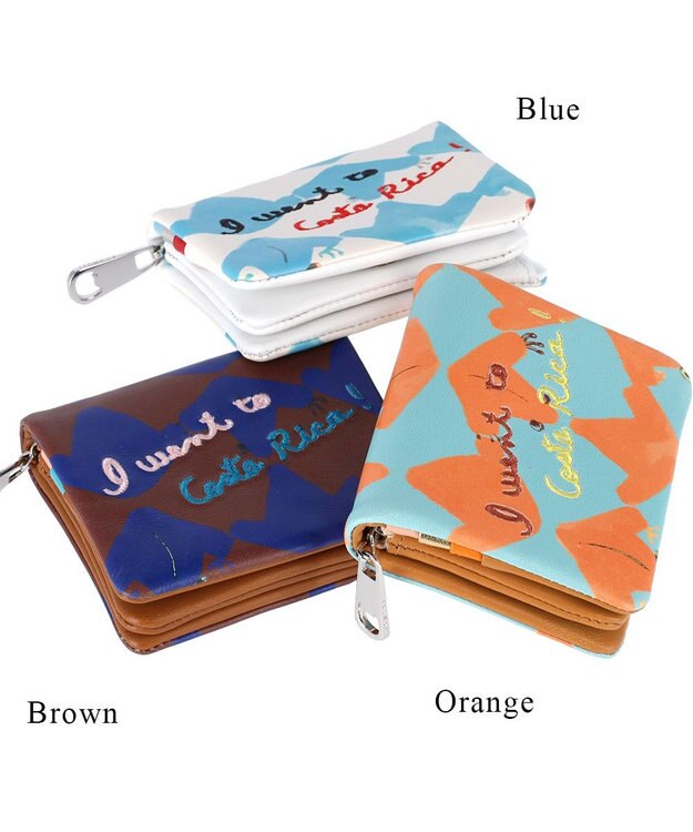 tsumori chisato CARRY コスタリカカエル 2つ折り財布 ミニ財布 【カラフル＆刺繍テクニック】 オレンジ