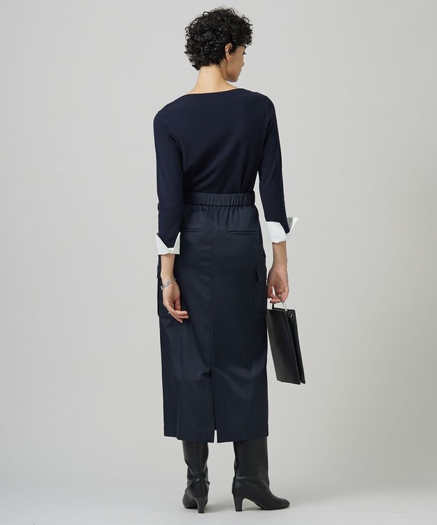 ICB 【洗える】 クロスコンビ デザインニットプルオーバー ネイビー系