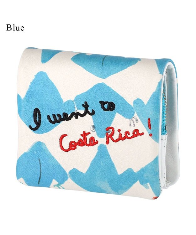 tsumori chisato CARRY コスタリカカエル 2つ折り財布 ミニ財布 【カラフル＆刺繍テクニック】 ブルー