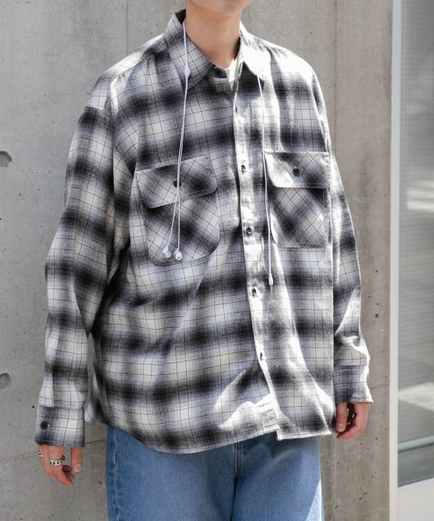 WEGO 【ユニセックス着用ITEM/SMLサイズ展開】チェックネルシャツ 柄2