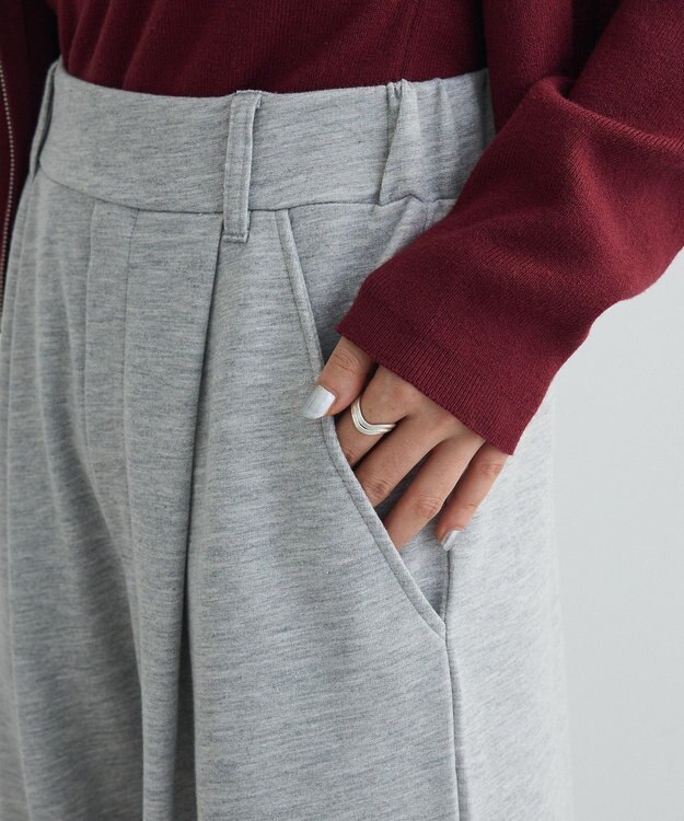 Green Parks フラワーくり抜き刺繍スウェットワイドパンツ Gray Mixture