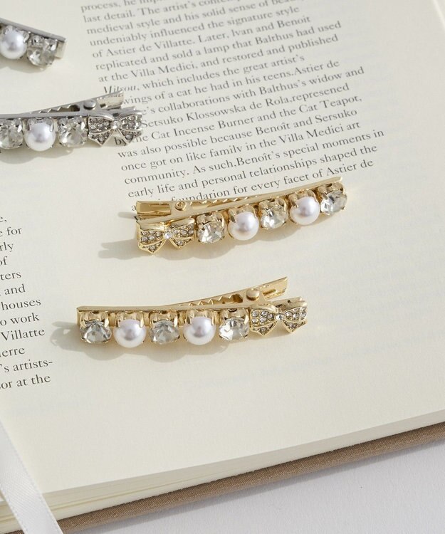 Maison de FLEUR 2セットメタルリボンクリップ Gold